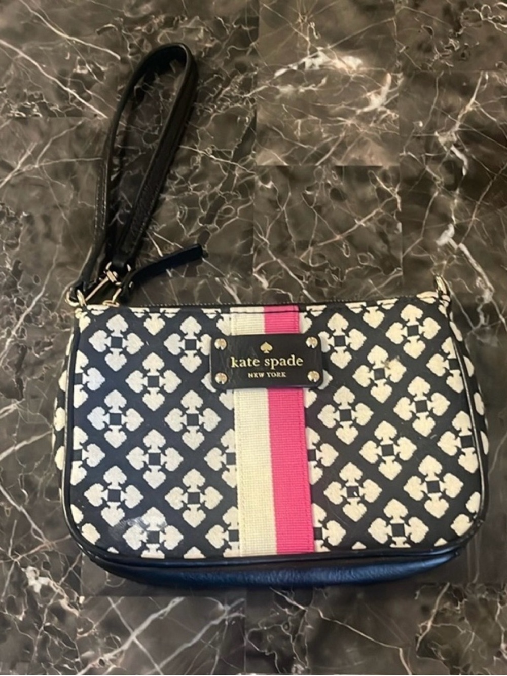 kate spade Navy, Pink & Cream Patterned Wristlet